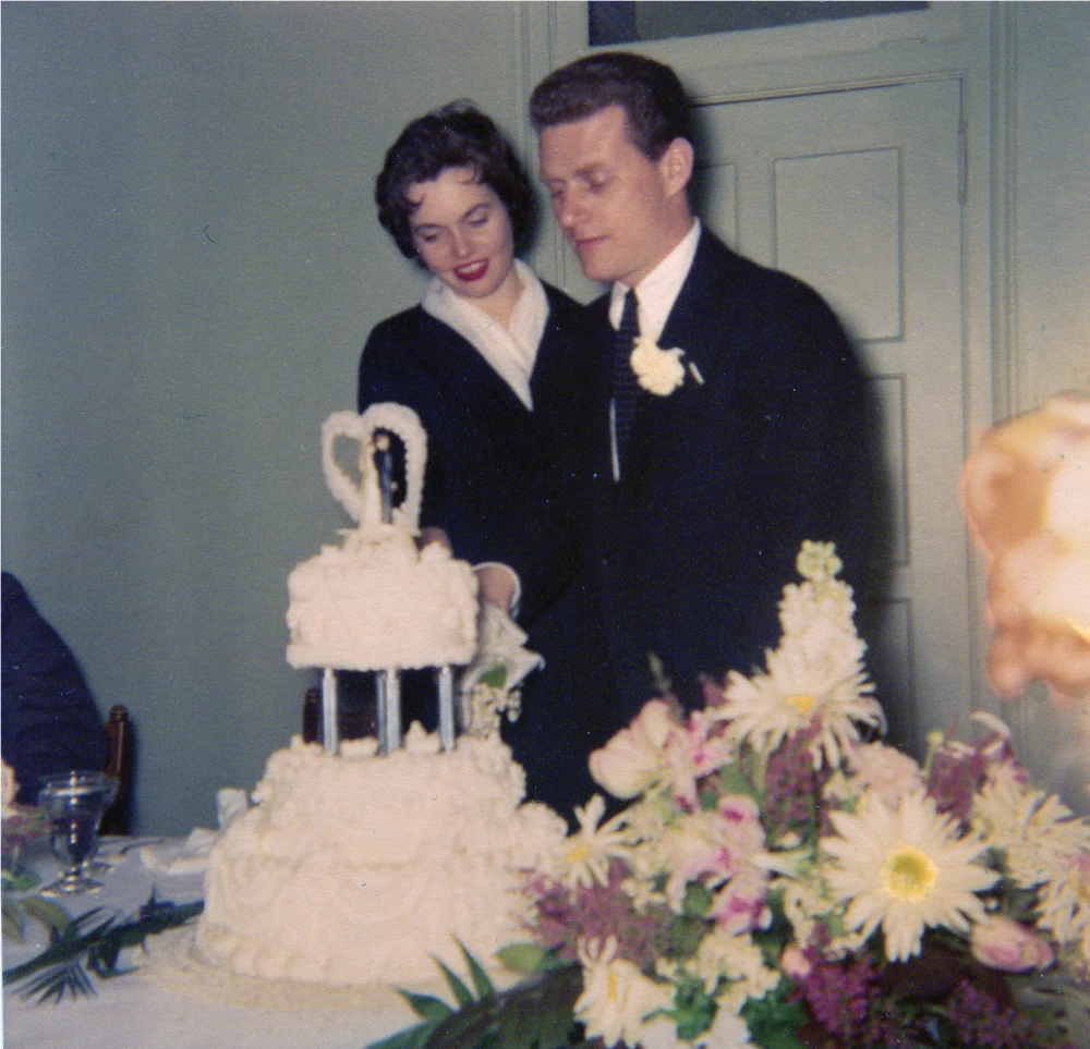 A traditional moment at the country club in Pittsburgh  to please my parents after our small wedding.  I still had lots to learn about the fellow cutting the cake with me.